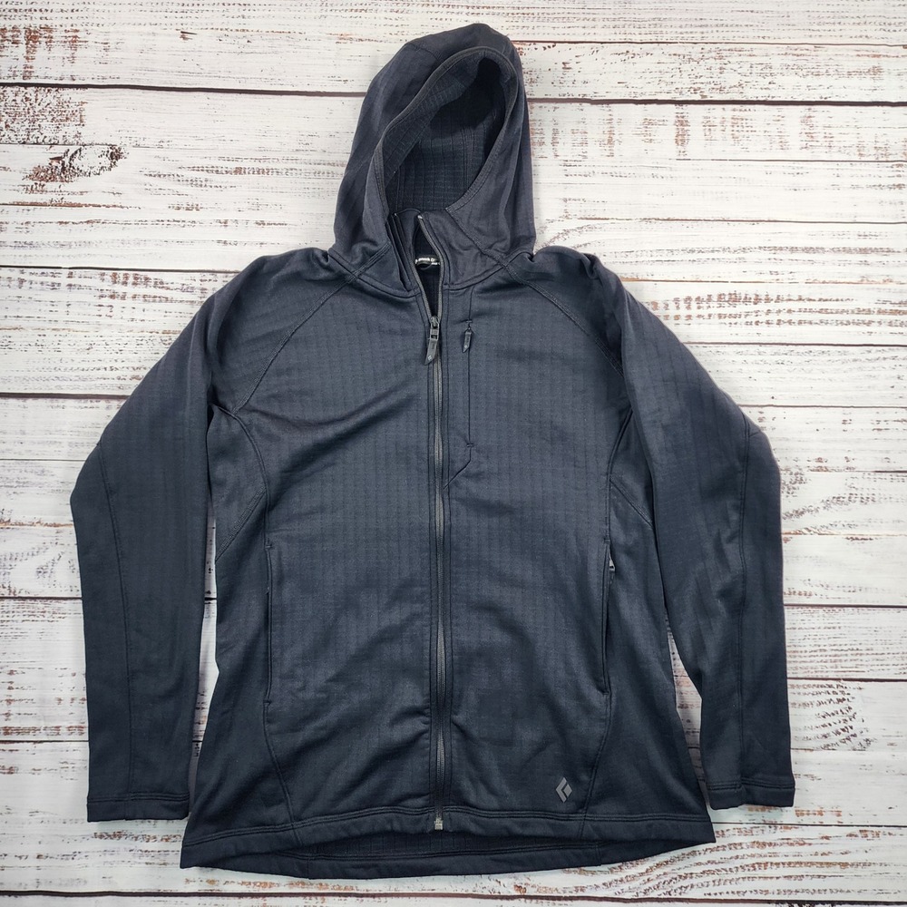 Black Diamond Coefficient Fleece‎ Hoody Womens Large Black Full Zip Grid Jacket